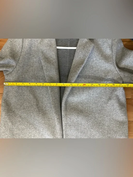 ZARA Light Gray Long Notch-Lapel Trench Coat - Size US Small - Picture 8 of 12